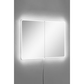 Miroir mural avec un rétroéclairage LED RECTANGULAR 80x60 cm blanc