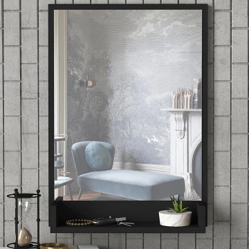 Miroir mural avec une étagère COSTA 75x45 cm noir