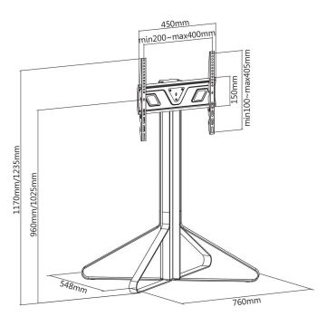 Support de sol pour TV 43-65” mahogany