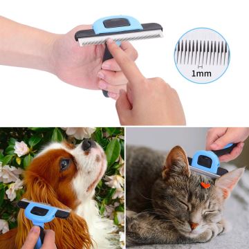 Nobleza - Brosse pour chiens et chats bleu 10,5 cm