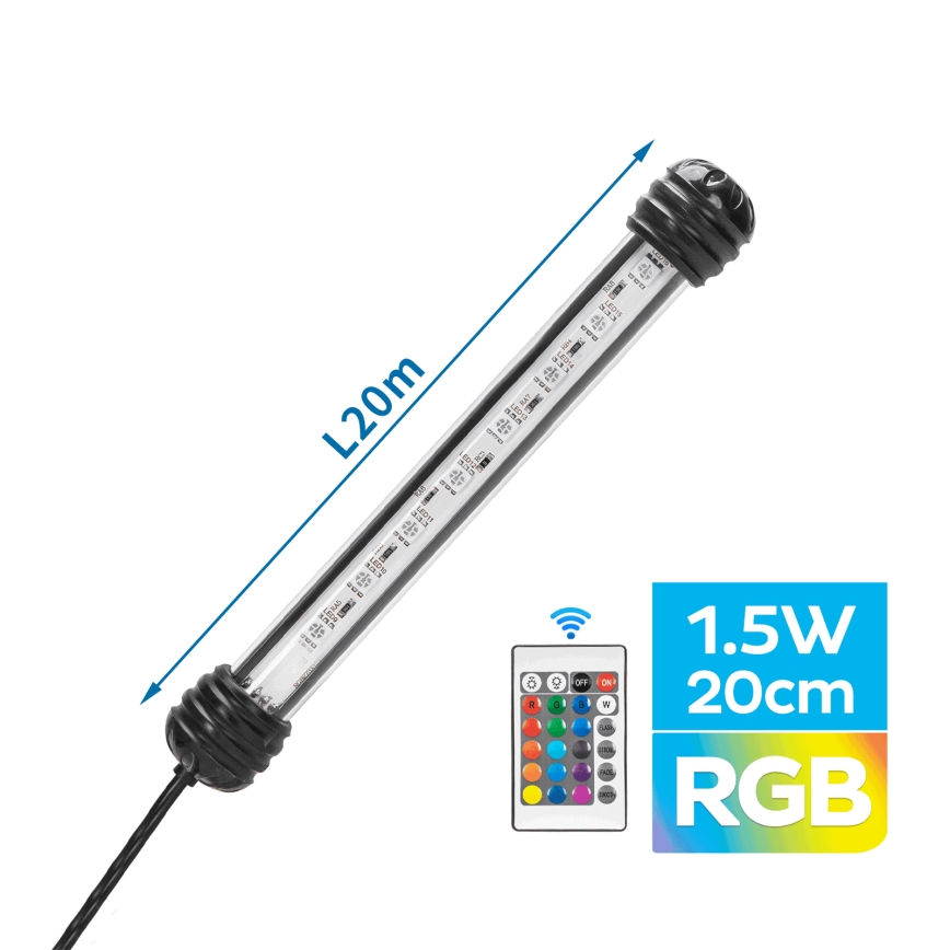 Nobleza - Éclairage d'aquarium RGB LED/1,5W/230V IPX7 + Télécommande