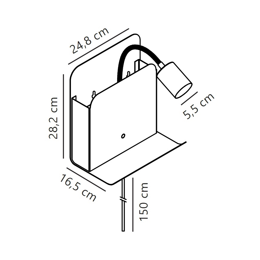 Nordlux - Spot mural avec une étagère et USB ROOMI 1xGU10/8W/230V blanc