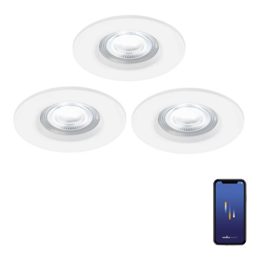 Nordlux - LOT 3x Spot LED RGB encastrable salle de bain à intensité variable DON SMART LED/4,7W/230V 2200-6500K IP65