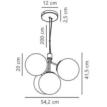 Nordlux - Suspension filaire IVONA 4xE27/28W/230V noir