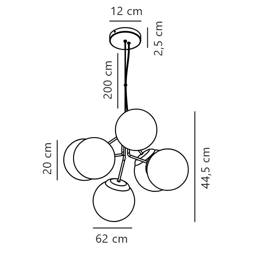 Nordlux - Suspension filaire IVONA 6xE27/28W/230V noir