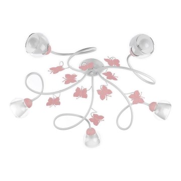 ONLI - Plafonnier enfant BUTTERFLY 5xE14/6W/230V