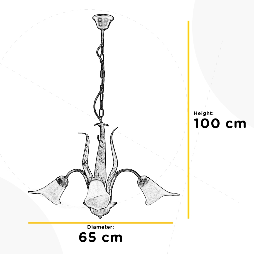 ONLI - Suspension chaîne ALGA 3xE14/6W/230V bronze