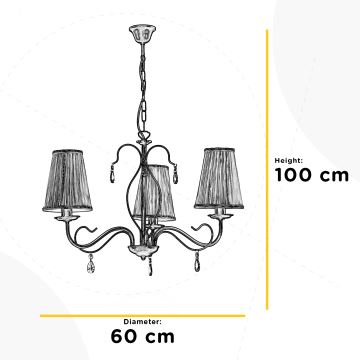 ONLI - Suspension chaîne DELIA 3xE14/6W/230V