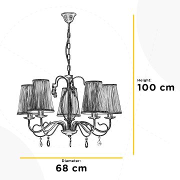 ONLI - Suspension chaîne DELIA 5xE14/6W/230V