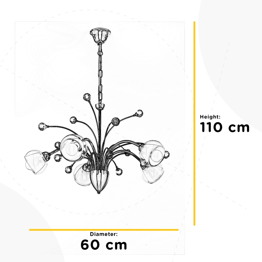 ONLI - Suspension chaîne DIAMANTE 5xE14/6W/230V