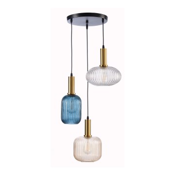 ONLI - Suspension filaire DOROTY 1xE27/22W/230V bleu/doré