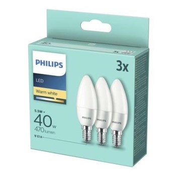 PACK 3x Ampoule LED Philips B35 E14/5,5W/230V 2700K