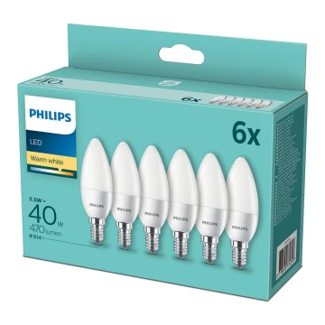 PACK 6x Ampoule LED Philips E14/5,5W/230V 2700K