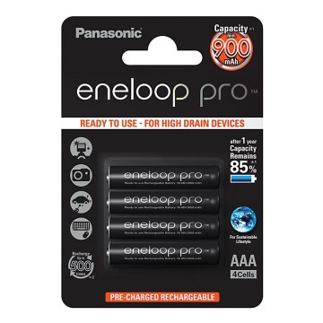 Panasonic Eneloop Pro BK-4HCDE/4BP - 4 pc Pile rechargeable AAA Eneloop Pro NiMH/1