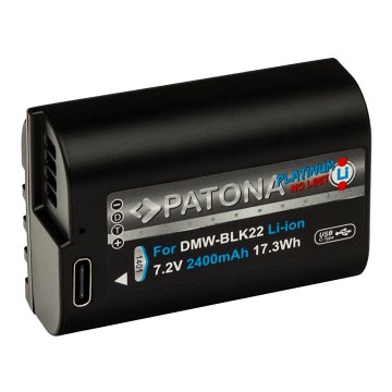 PATONA - Batterie Panasonic DMW-BLK22 2400mAh Li-Ion Platinum Chargement USB-C