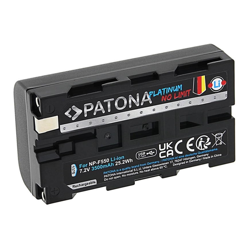 PATONA - Batterie Sony NP-F550/F330/F570 3500mAh Li-Ion Platinum Charge USB-C