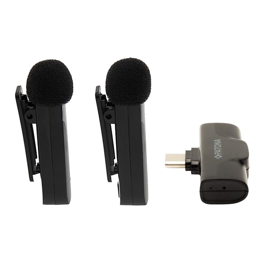 PATONA - LOT 2x Microphone sans fil avec pince pour smartphones USB-C 5V