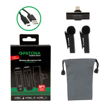 PATONA - LOT 2x Microphone sans fil avec pince pour smartphones USB-C 5V