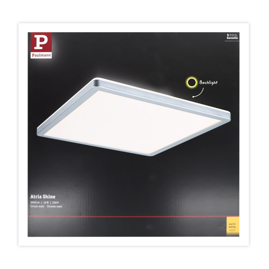 Paulmann 70994 - Panneau en saillie LED/16W ATRIA 230V 3000K 29,3x29,6 cm chrome mat