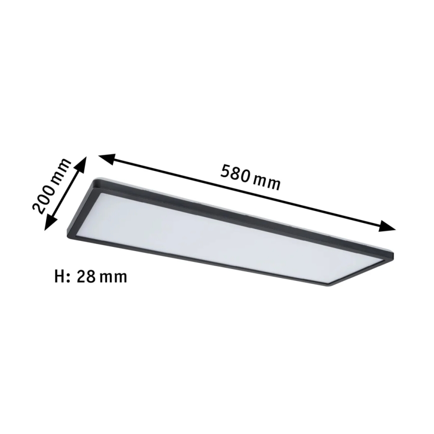 Paulmann 71017 - Panneau à intensité variable LED/22W ATRIA 230V 4000K 20x58 cm noir