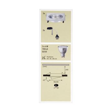 Paulmann 92619 - SET 3x Spot LED encastrable PREMIUM LINE 1xGU10-LED/4W/230V