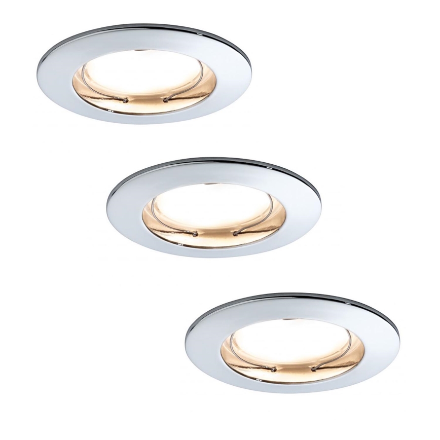 Paulmann 92829 - LOT 3x LED/6,8W IP44 Luminaire encastré à intensité variable pour salle de bain COIN 230V