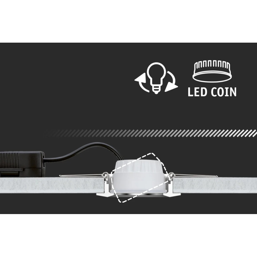 Paulmann 93976 - LOT 3xLED/6,8W IP44 Spot encastrable salle de bain COIN 230V