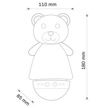 Petite lampe de nuit pour enfants LED RVB avec mélodie 3xAAA/5V bear