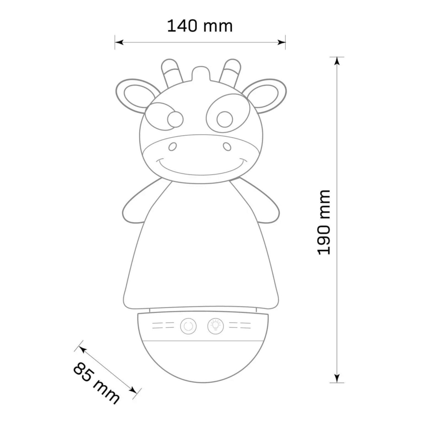 Petite veilleuse LED RVB pour enfants avec mélodie 3xAAA/5V girafe