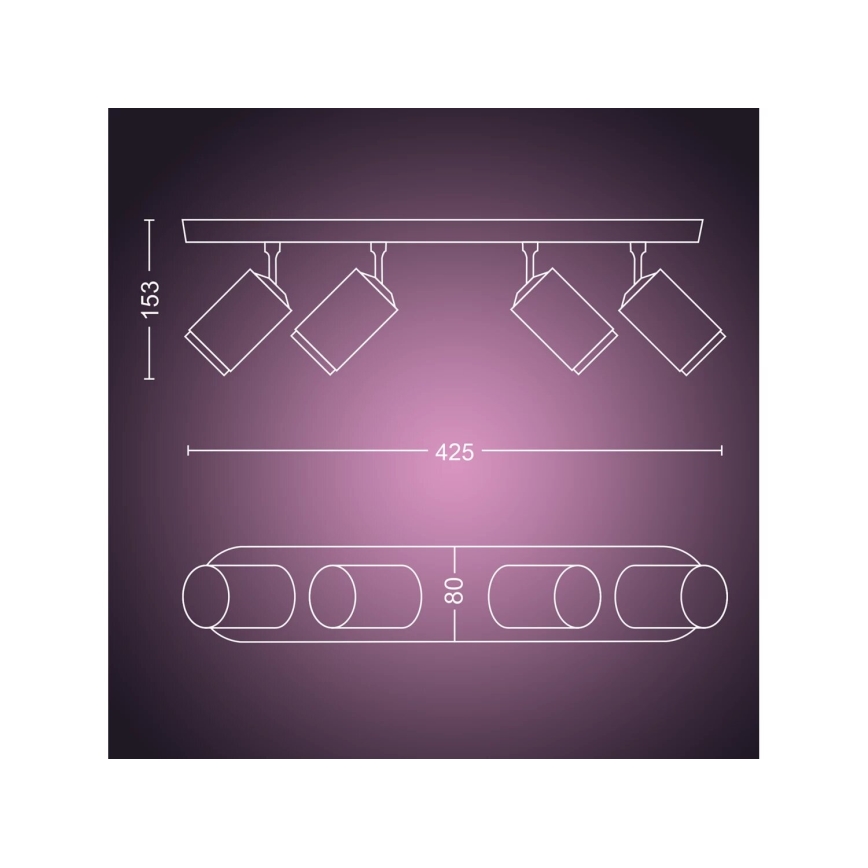 Philips - LED RGBW Spot à intensité variable Hue FUGATO 4xGU10/4,2W/230V 2000-6500K noir