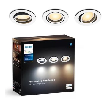 Philips - LOT 3x Spot encastrable à intensité variable Hue MILLISKIN 1xGU10/4,2W/230 2200-6500K