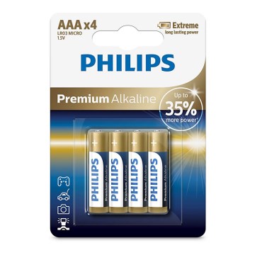 Philips LR03M4B/10 - 4 pc Pile alcaline AAA PREMIUM ALKALINE 1,5V 1320mAh