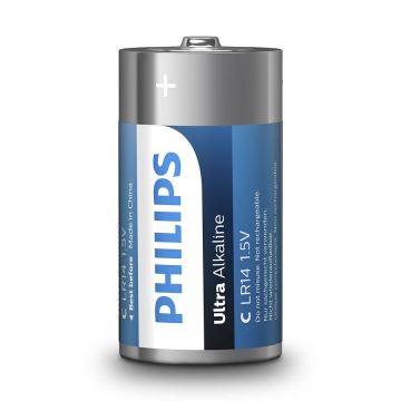 Philips LR14E2B/10 - 2 pc Pile alcaline C ULTRA ALKALINE 1,5V 7500mAh