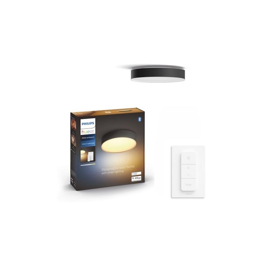 Philips - Plafonnier à intensité variable LED Hue LED/9,6W/230V 2200-6500K d. 261 mm noir + télécommande