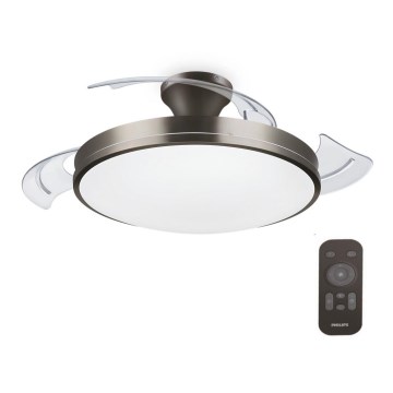 Philips-Plafonnier avec ventilateur BLISS LED/35W/230V 5500/4000/2700K nickel + télécommande