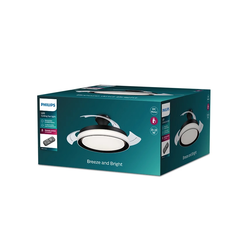 Philips-Plafonnier avec ventilateur BLISS LED/35W/230V 5500/4000/2700K noir + télécommande