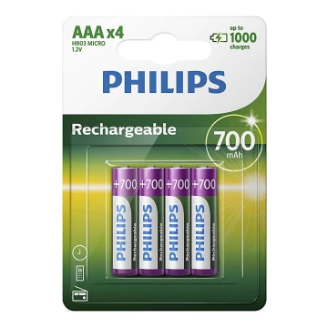 Philips R03B4A70/10 - 4 pc Pile rechargeable AAA MULTILIFE NiMH/1,2V/700 mAh
