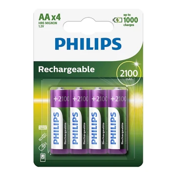 Philips R6B4A210/10 - 4 pc Pile rechargeable AA MULTILIFE NiMH/1,2V/2100 mAh