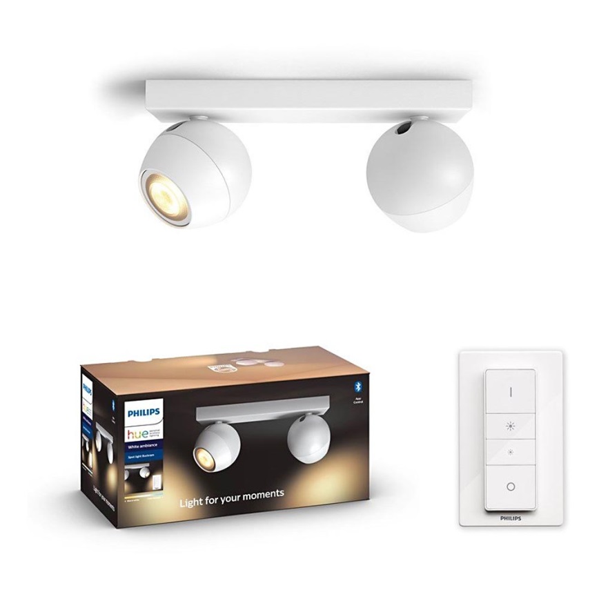 Philips - Spot à intensité variable Hue BUCKRAM LED 2xGU10/5W/230V + télécommande