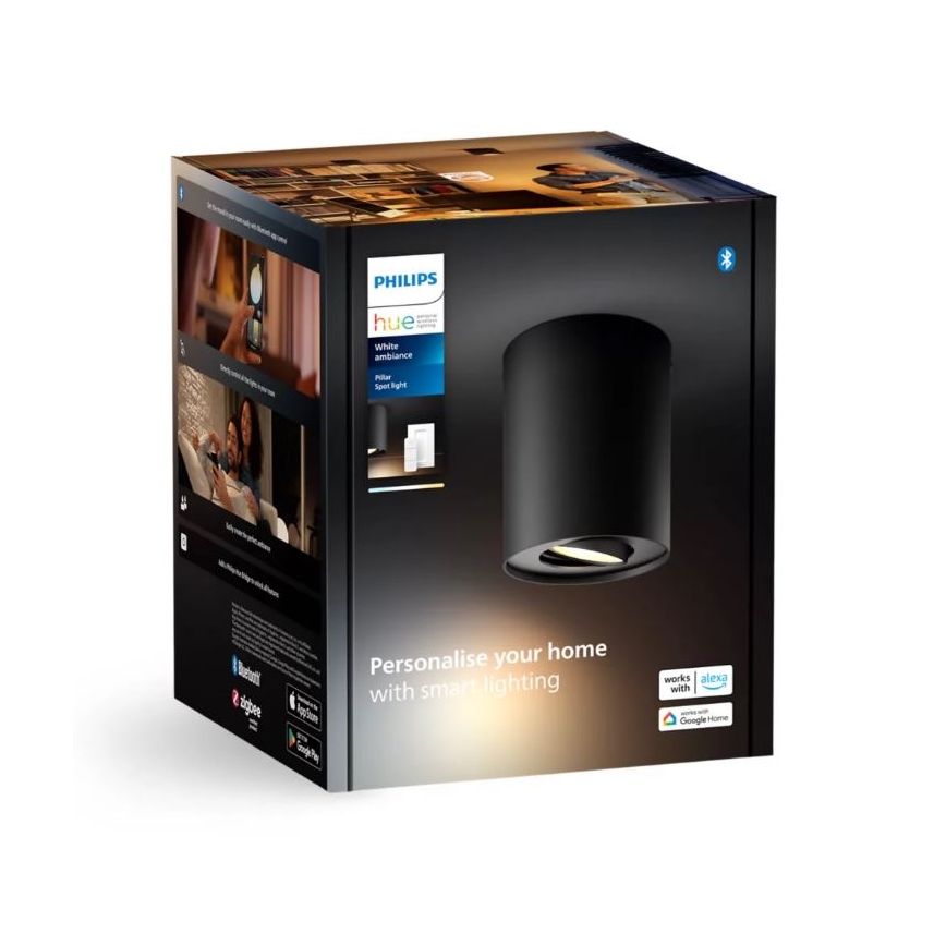 Philips - Spot à intensité variable LED Hue PILLAR 1xGU10/4,2W/230V 2200-6500K + télécommande noir