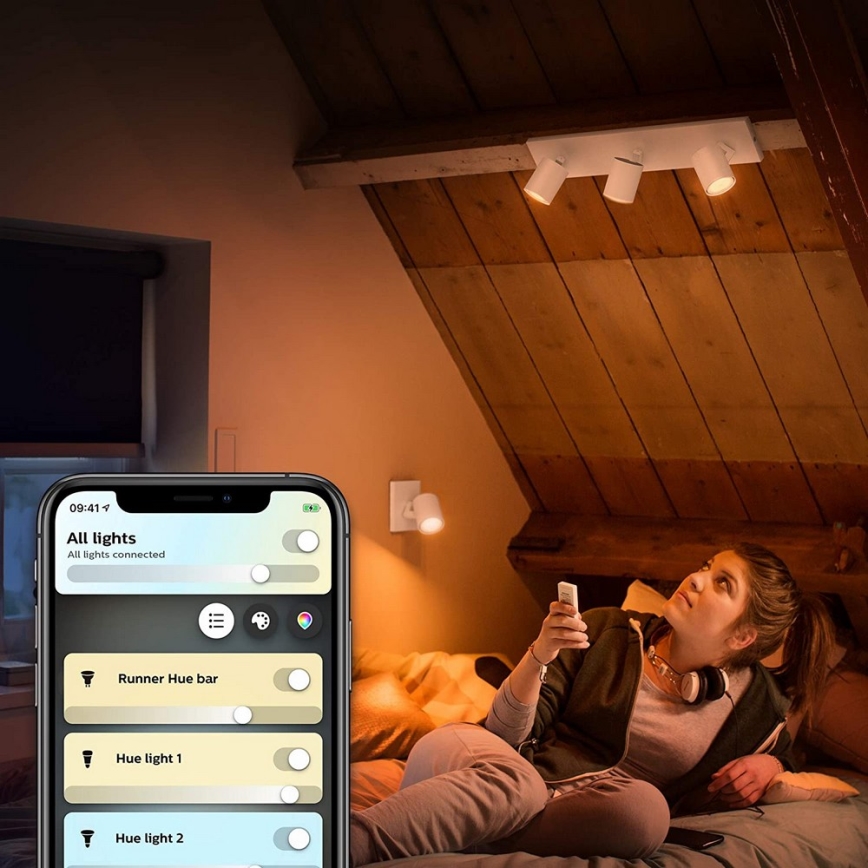 Philips - Spot à intensité variable LED Hue RUNNER 1xGU10/4,2W/230V 2200-6500K + télécommande blanc