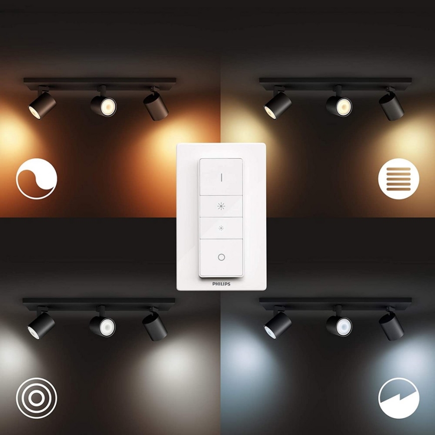 Philips - Spot à intensité variable LED Hue RUNNER 3xGU10/4,2W/230V 2200-6500K + télécommande noir