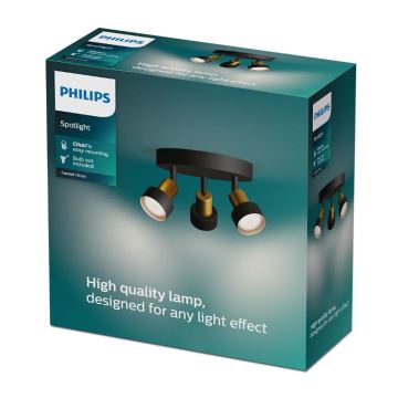 Philips - Spot CONDUIT 3xGU10/5W/230V noir/laiton