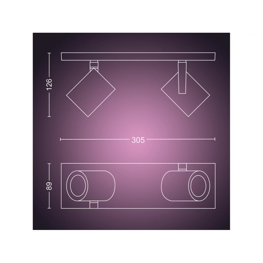 Philips - Spot LED RGBW à intensité variable Hue ARGENTA 2xGU10/4,2W/230V 2000-6500K