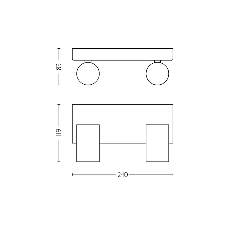 Philips - Spot salle de bain IDRIS 2xGU10/5W/230V IP44 noir