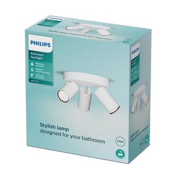 Philips - Spot salle de bain IDRIS 3xGU10/5W/230V IP44 blanc