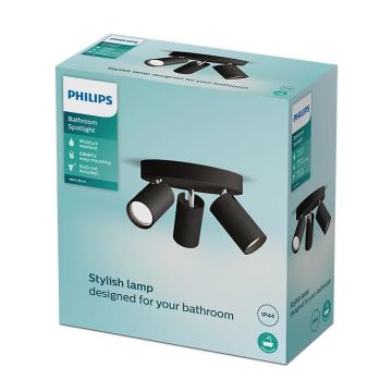 Philips - Spot salle de bain IDRIS 3xGU10/5W/230V IP44 noir