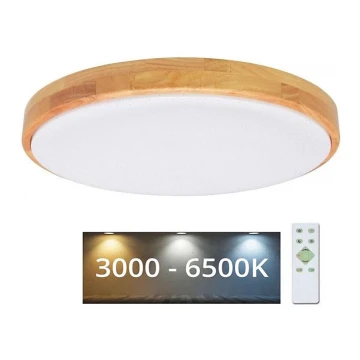 Plafonnier à intensité variable LENA LED/24W/230V 3000-6500K chêne + télécommande