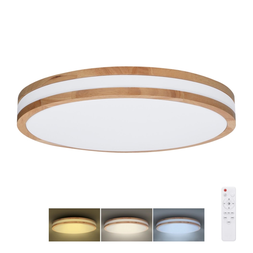 Plafonnier à intensité variable WOODY LED/48W/230V 3000-6500K chêne d. 38 cm + télécommande