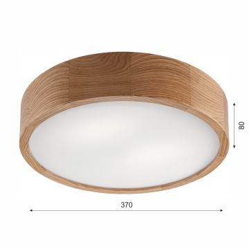 Plafonnier de salle de bain OAK 3xE27/15W/230V chêne ø 37 cm IP54 - FSC certifié